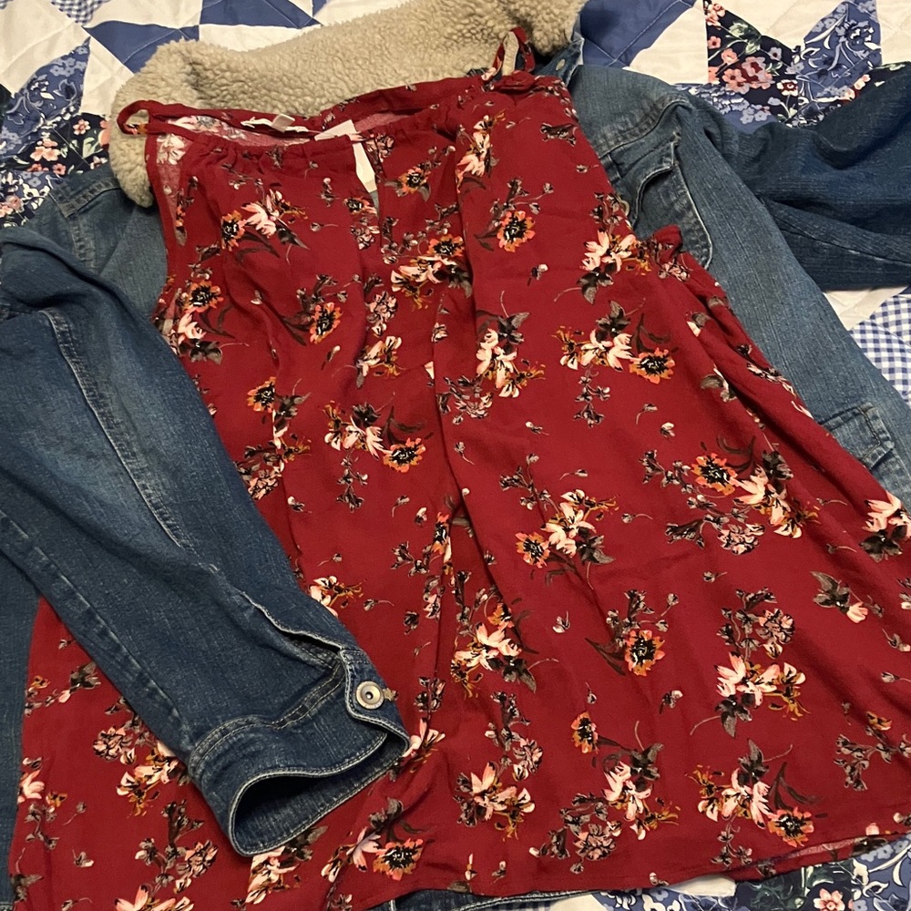 Maurices Burgundy Floral Blouse